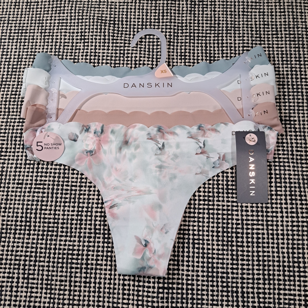 Danskin Women's 5-Pack No-Show Bikini Bottoms - Pastel Floral & Neutrals